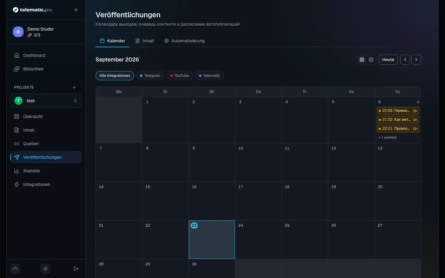Monatskalender: die Vorschau der kommenden Veröffentlichungen, die erschienenen Beiträge und die Fehlermarkierungen