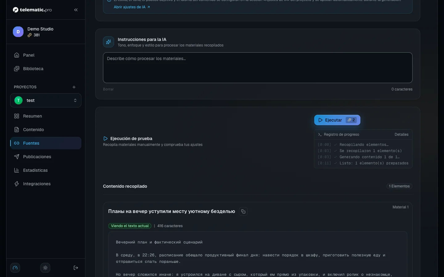 Resultados de la recolección: qué encontró la fuente y en qué lo convirtió la IA