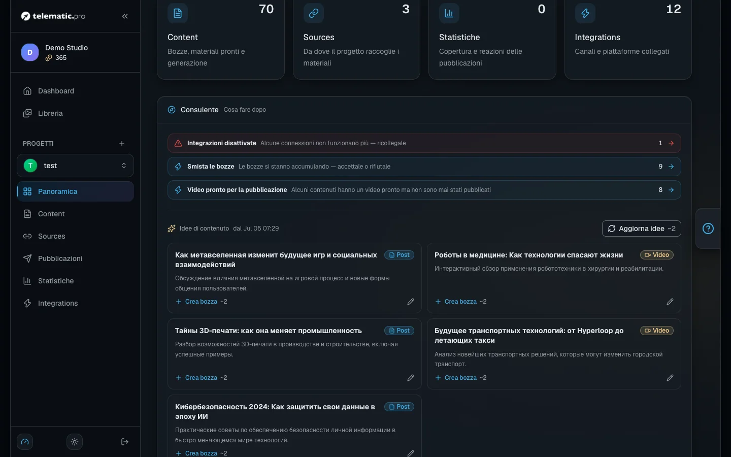 Le idee del Consulente: ognuna può diventare subito una bozza