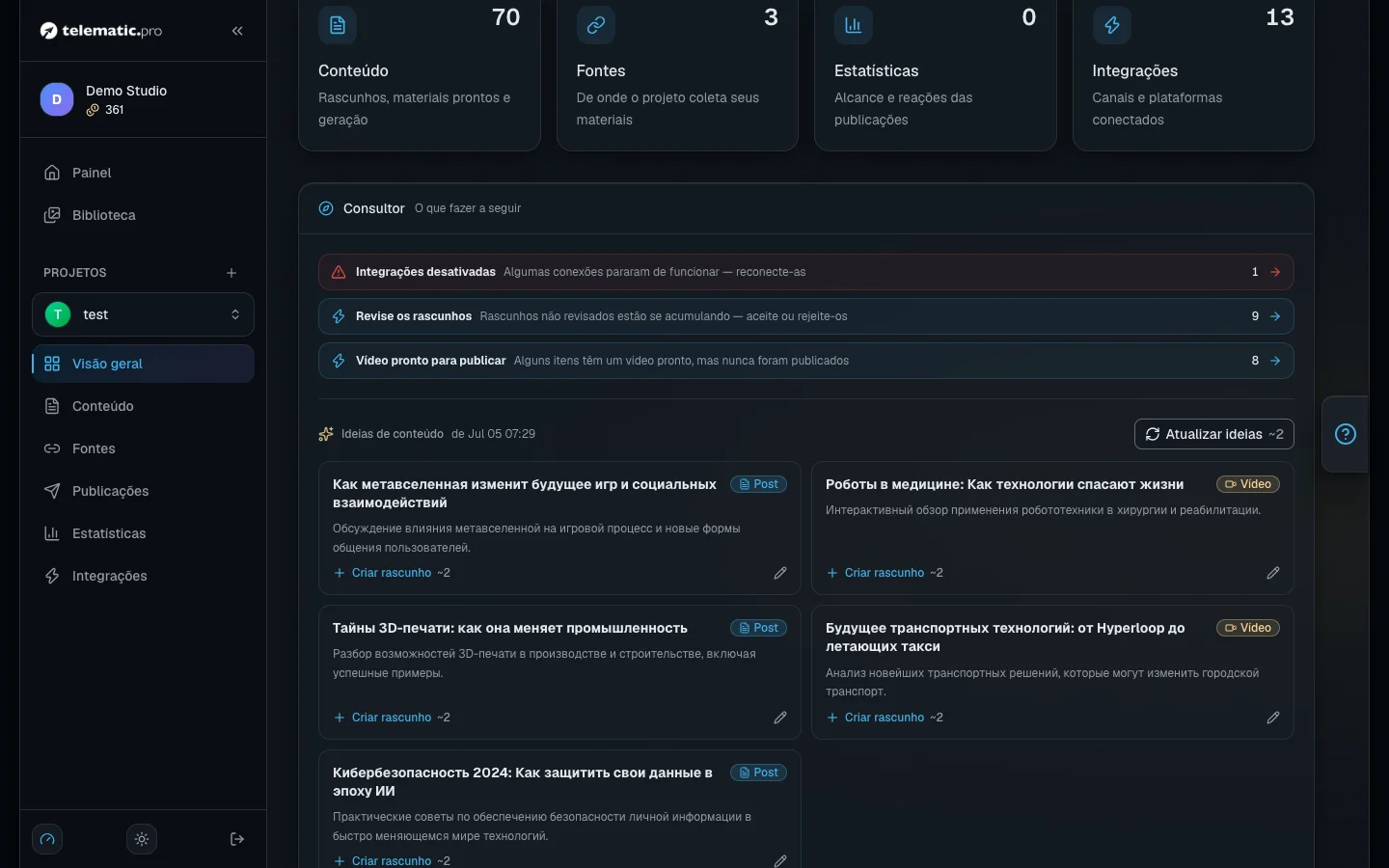 Ideias do Consultor: cada uma pode virar um rascunho na hora